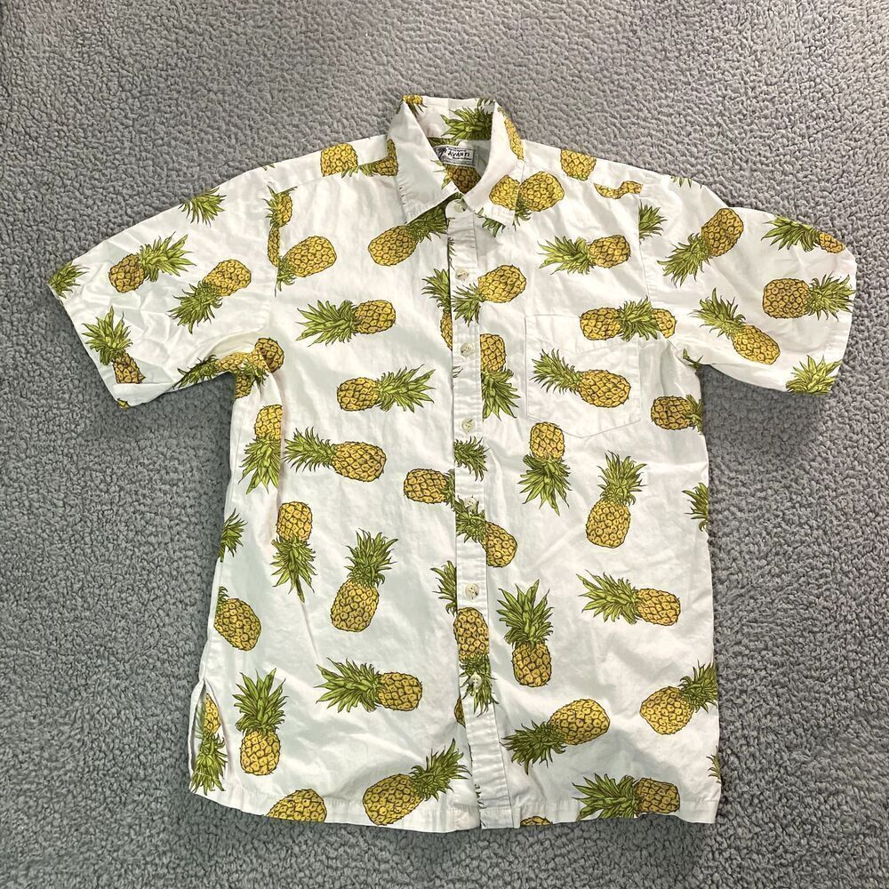 Vintage Avanti Hawaiian Shirt Men's Pineapple Button Up 90s Short Sleeve Medium